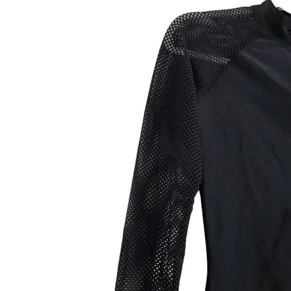 J. Crew Rash Guard Small Black Mesh Insert Long Sleeve Swim Cover Up Stretch - Picture 5 of 11
